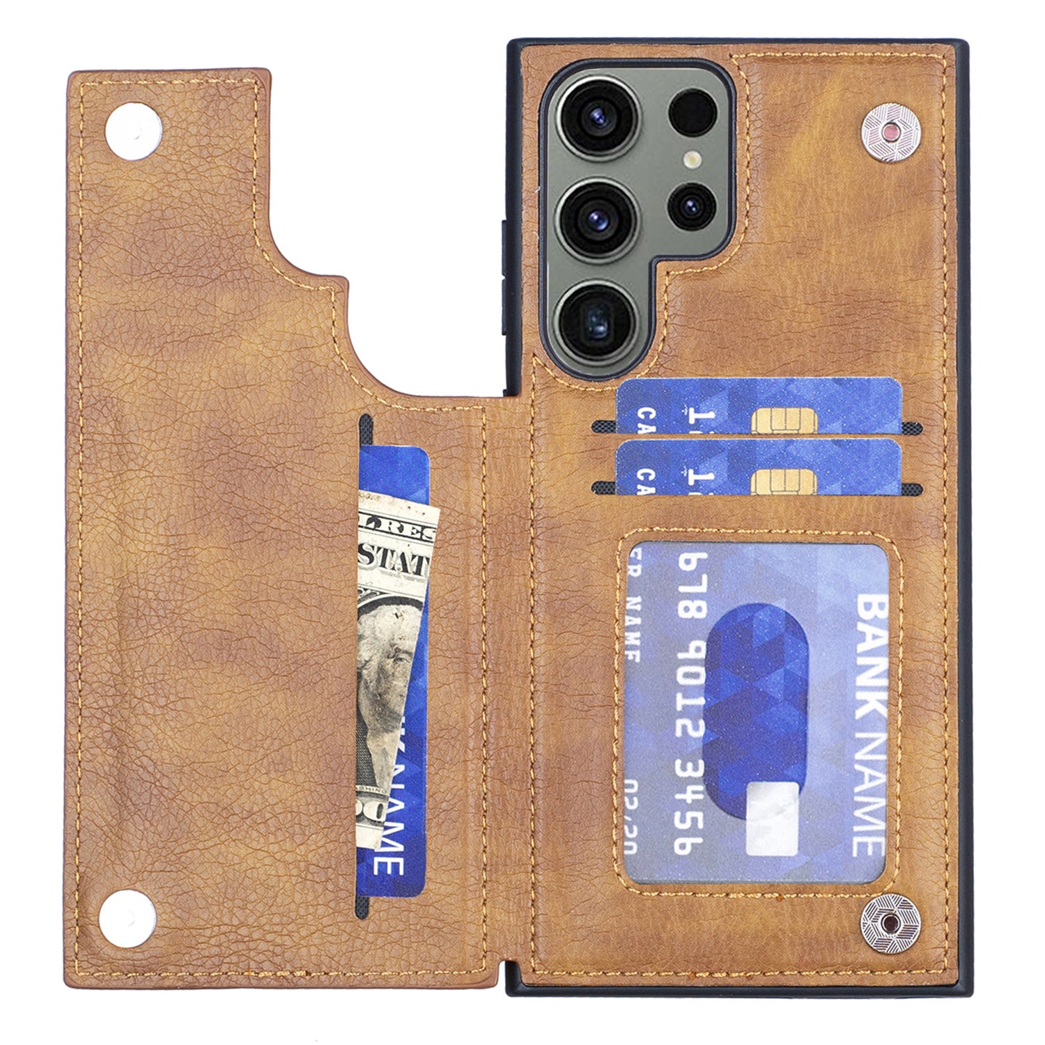 For Samsung Galaxy S23 Card Holder Phone Kickstand Case PU Leather Coated TPU Cover For Samsung Galaxy S23 Card Holder Phone Kickstand Case PU Leather Coated TPU Cover